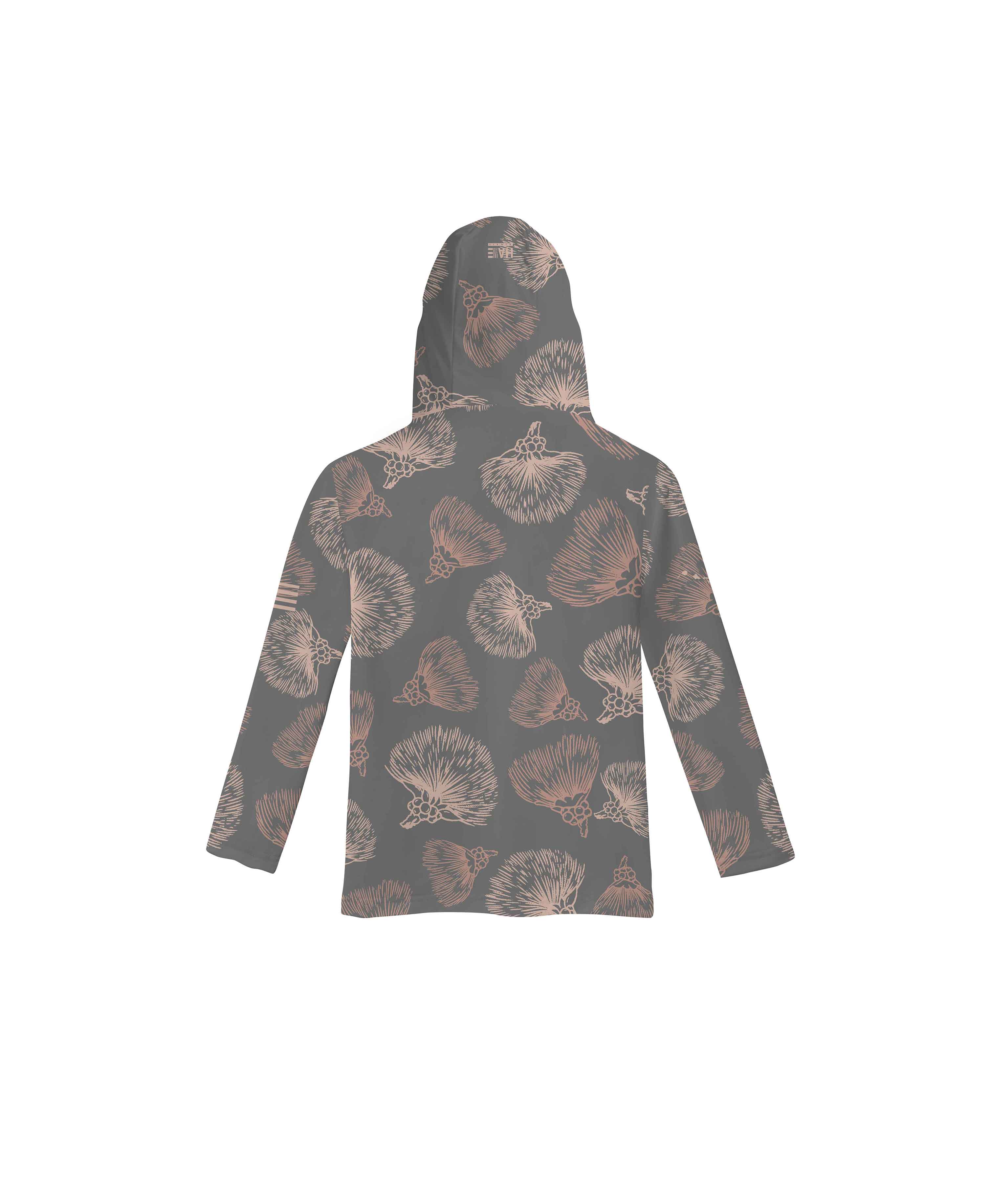 Ohia Lehua Toddler V-Neck Hooded Longsleeve Drifit Gray - Image 2