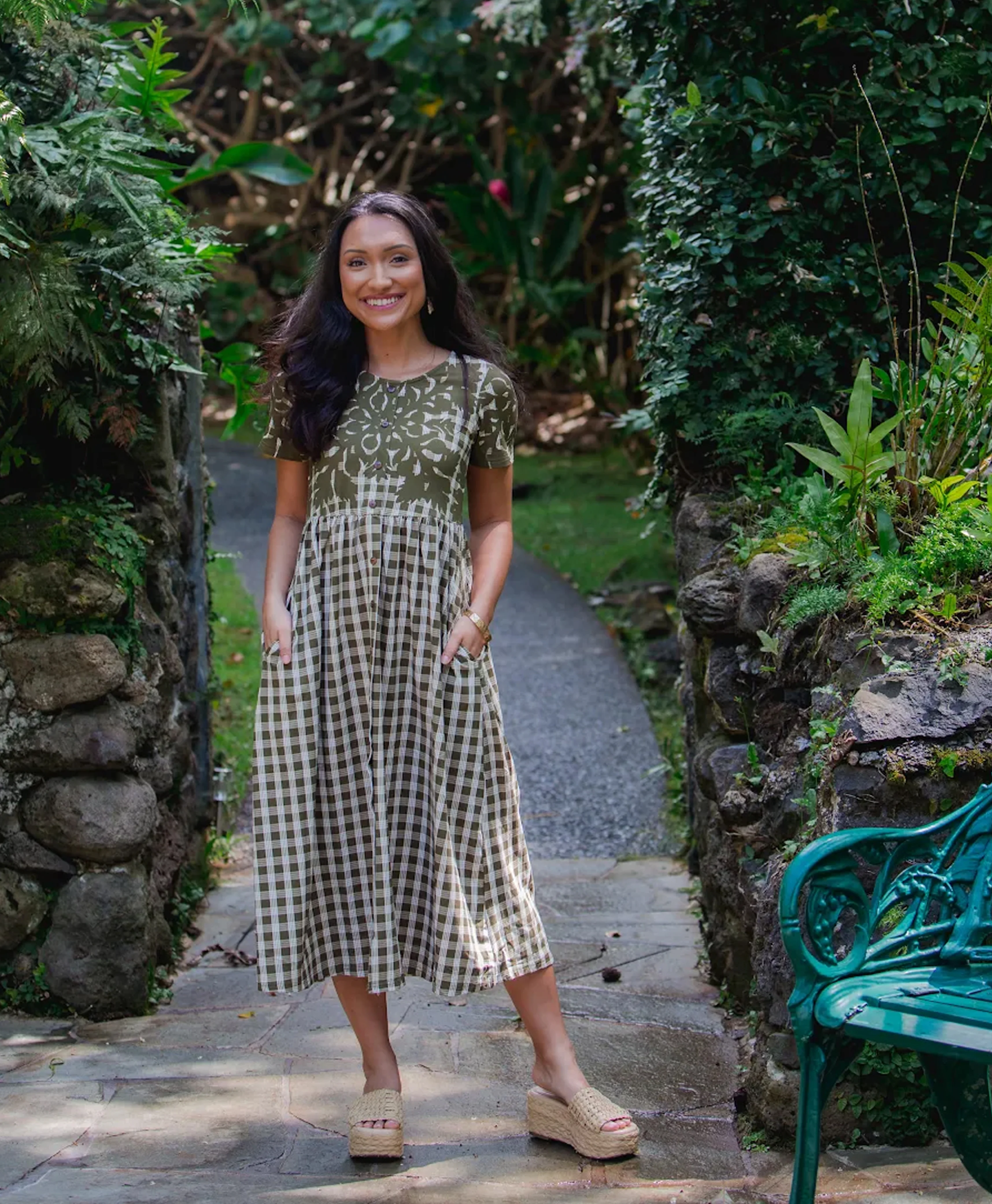 Palaka Kuiki Aulani Midi Dress Olive - Image 3
