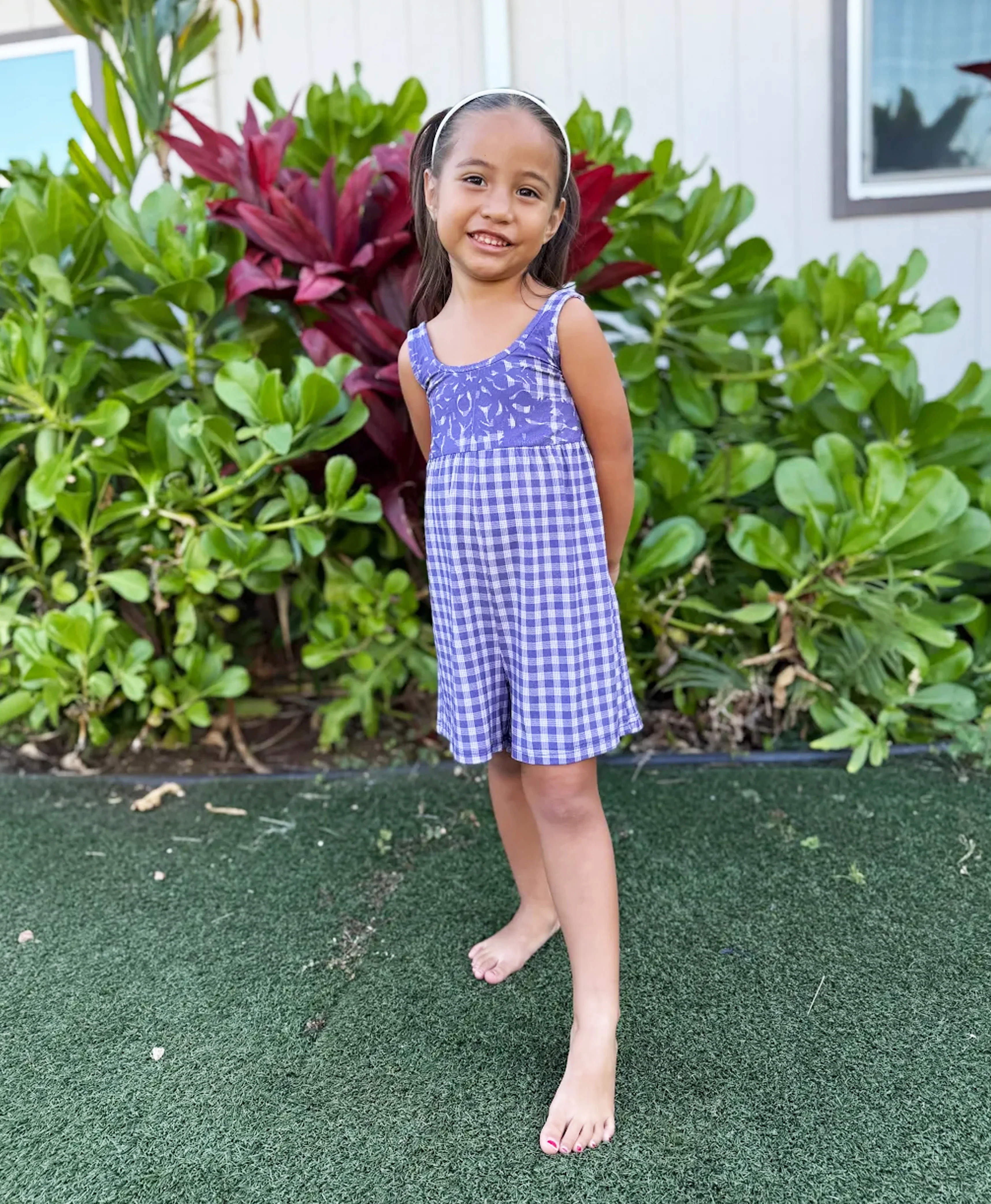 Palaka Kuiki Keiki Kanoe Romper Lavender